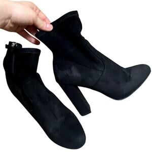Steve Madden - Black Faux Suede High Heel Sock Booties - Size 7